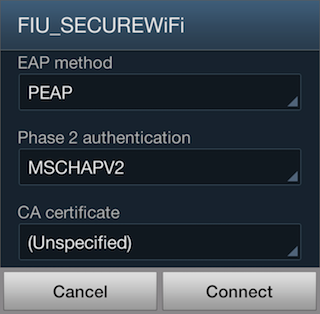 * Select MSCHAPV2 from the Phase 2 authentication